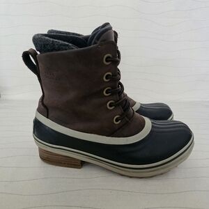 Sorel Womens Slimpack 3 Lace Duck Boot Blackened Brown Leather NL3810-205 Sz 7.5